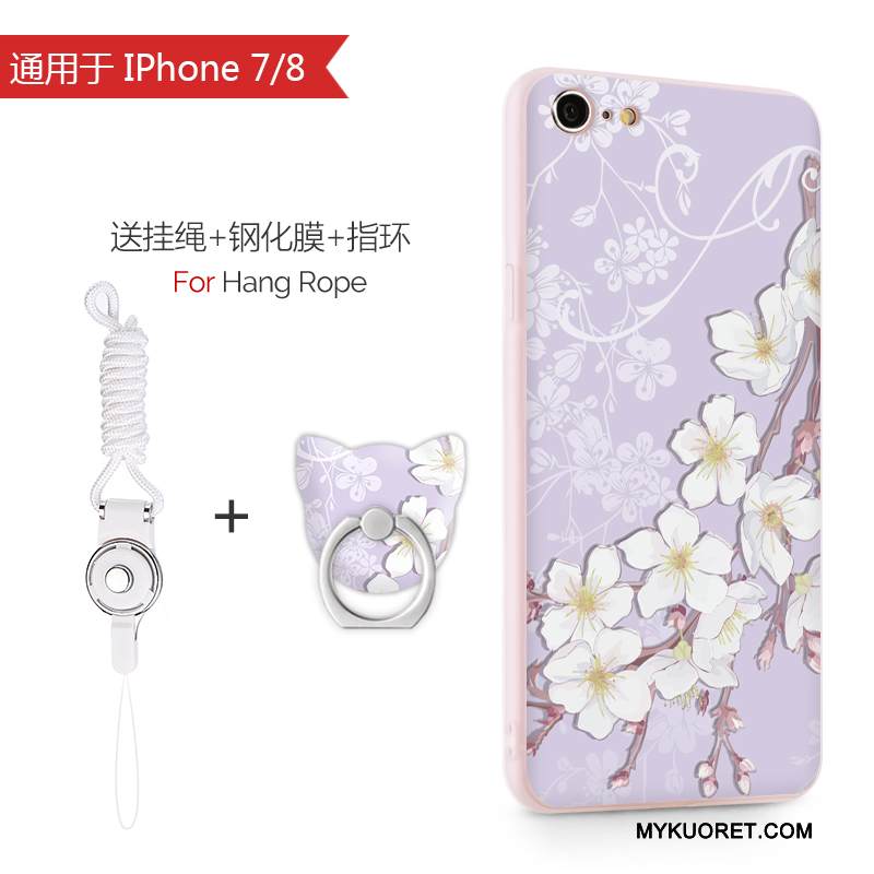 Kuori iPhone 8 Pehmeä Neste Vaalean Jauhe, Kotelo iPhone 8 Silikoni Ripustettavat Koristeet Puhelimen Kuoret