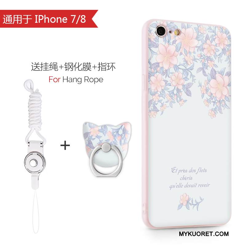 Kuori iPhone 8 Pehmeä Neste Vaalean Jauhe, Kotelo iPhone 8 Silikoni Ripustettavat Koristeet Puhelimen Kuoret