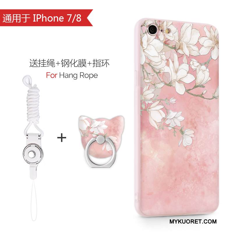 Kuori iPhone 8 Pehmeä Neste Vaalean Jauhe, Kotelo iPhone 8 Silikoni Ripustettavat Koristeet Puhelimen Kuoret