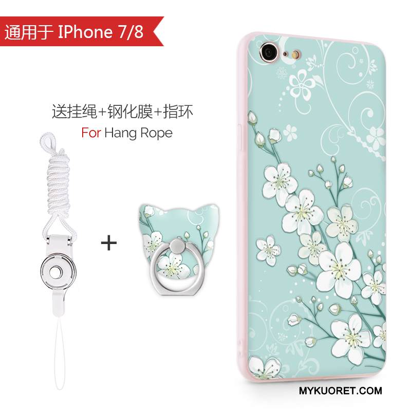 Kuori iPhone 8 Pehmeä Neste Vaalean Jauhe, Kotelo iPhone 8 Silikoni Ripustettavat Koristeet Puhelimen Kuoret