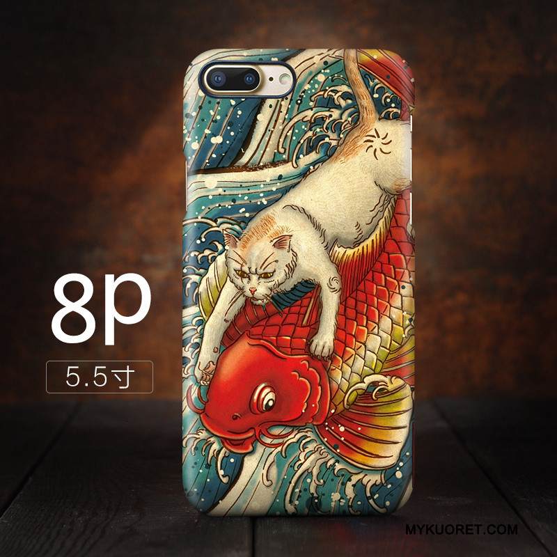 Kuori iPhone 8 Plus Kirsikka Oranssi, Kotelo iPhone 8 Plus Puhelimen Kuoret Nosturi