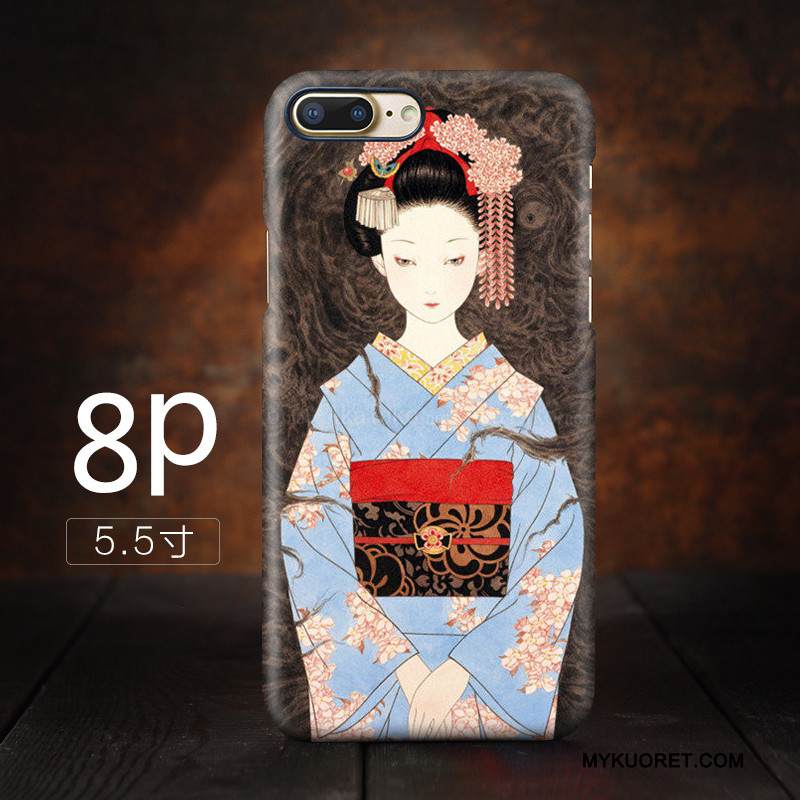 Kuori iPhone 8 Plus Kirsikka Oranssi, Kotelo iPhone 8 Plus Puhelimen Kuoret Nosturi