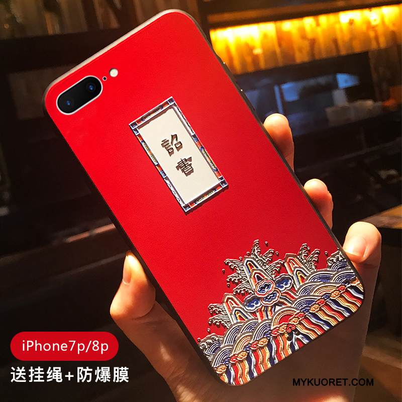 Kuori iPhone 8 Plus Kohokuviointi Rakastunut Jauhe, Kotelo iPhone 8 Plus Laukut Puhelimen Kuoret Keltainen