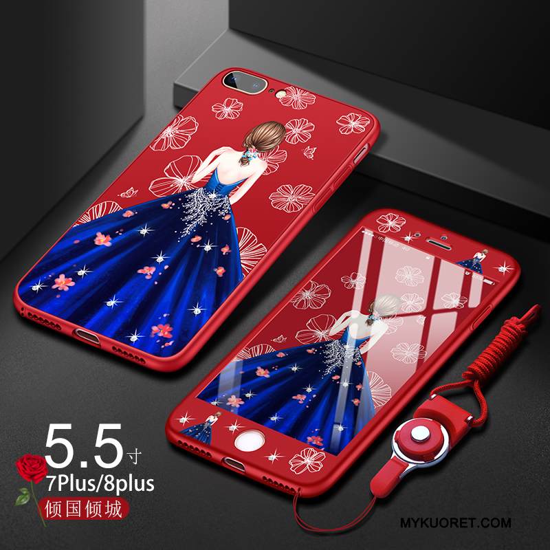 Kuori iPhone 8 Plus Laukut Puhelimen Kuoret Punainen, Kotelo iPhone 8 Plus Silikoni Ultra Pesty Suede