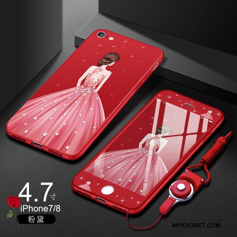 Kuori iPhone 8 Plus Laukut Puhelimen Kuoret Punainen, Kotelo iPhone 8 Plus Silikoni Ultra Pesty Suede