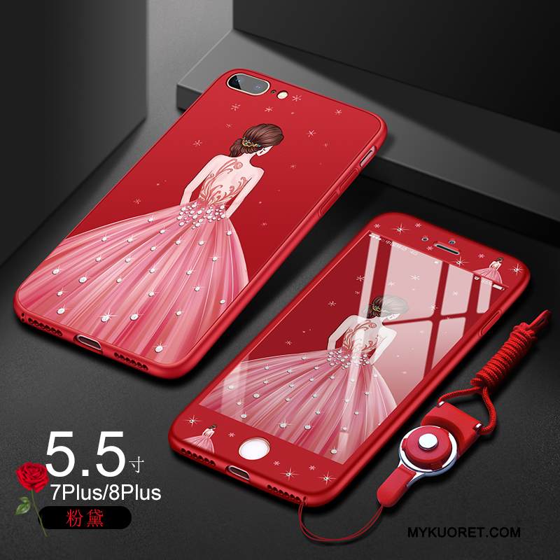 Kuori iPhone 8 Plus Laukut Puhelimen Kuoret Punainen, Kotelo iPhone 8 Plus Silikoni Ultra Pesty Suede