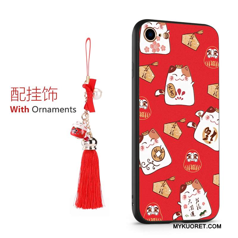 Kuori iPhone 8 Plus Laukut Punainen Rikkaus, Kotelo iPhone 8 Plus Silikoni Kissa Murtumaton