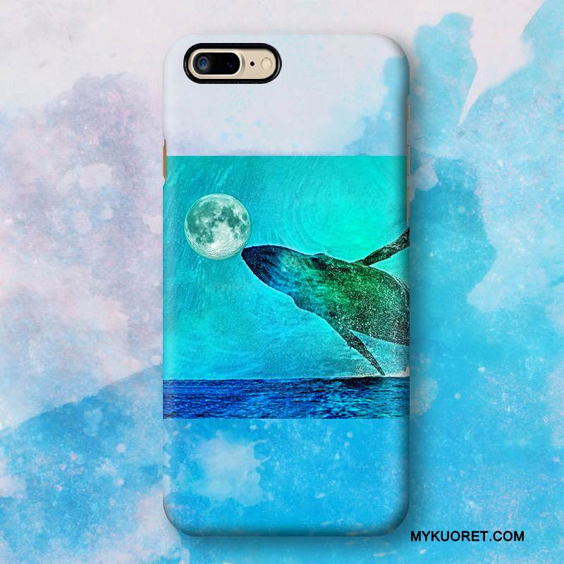 Kuori iPhone 8 Plus Luova Taide Sininen, Kotelo iPhone 8 Plus Pesty Suede Kova