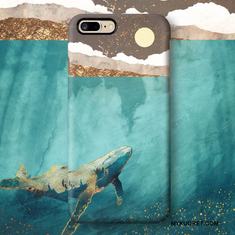 Kuori iPhone 8 Plus Luova Taide Sininen, Kotelo iPhone 8 Plus Pesty Suede Kova