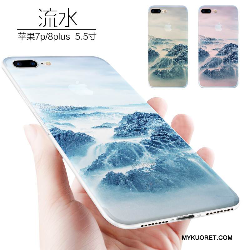 Kuori iPhone 8 Plus Luova Valkoinen Persoonallisuus, Kotelo iPhone 8 Plus Silikoni Puhelimen Kuoret Pesty Suede