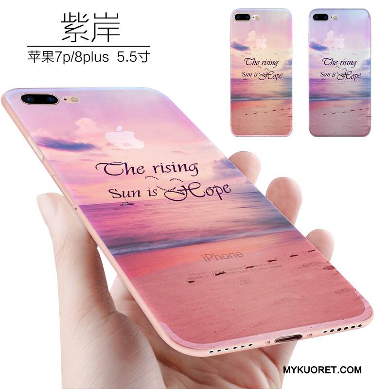 Kuori iPhone 8 Plus Luova Valkoinen Persoonallisuus, Kotelo iPhone 8 Plus Silikoni Puhelimen Kuoret Pesty Suede