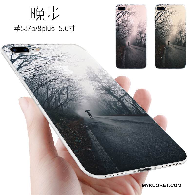 Kuori iPhone 8 Plus Luova Valkoinen Persoonallisuus, Kotelo iPhone 8 Plus Silikoni Puhelimen Kuoret Pesty Suede