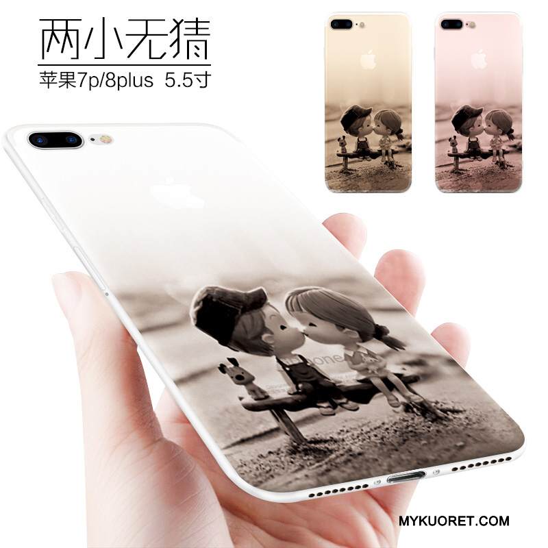 Kuori iPhone 8 Plus Luova Valkoinen Persoonallisuus, Kotelo iPhone 8 Plus Silikoni Puhelimen Kuoret Pesty Suede