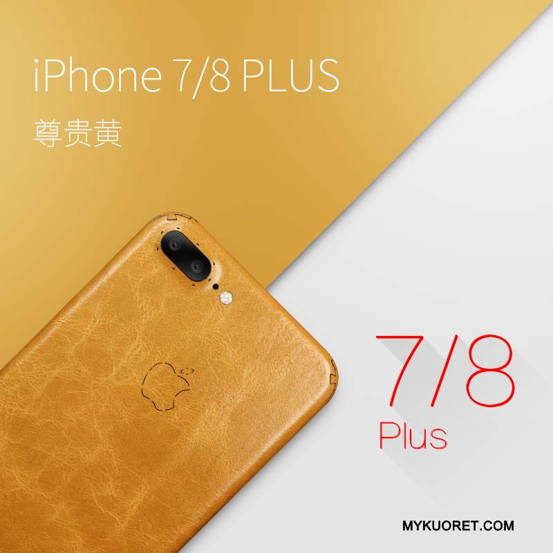 Kuori iPhone 8 Plus Nahka Keltainen Ultra, Kotelo iPhone 8 Plus Luova Puhelimen Kuoret Ohut
