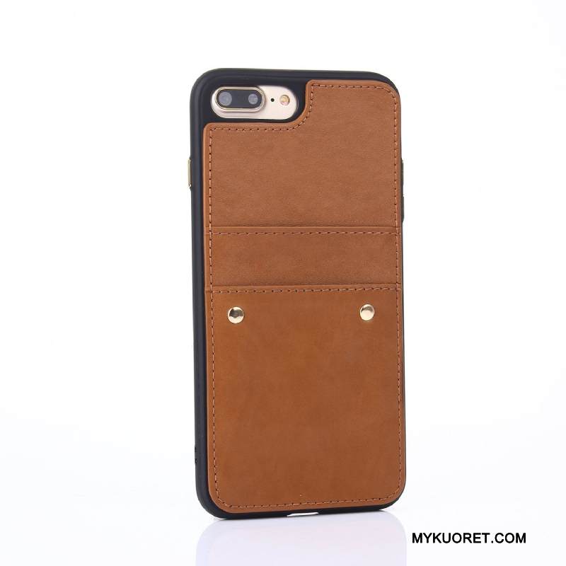 Kuori iPhone 8 Plus Nahka Kortti Persoonallisuus, Kotelo iPhone 8 Plus Laukut Tummansininen Puhelimen Kuoret