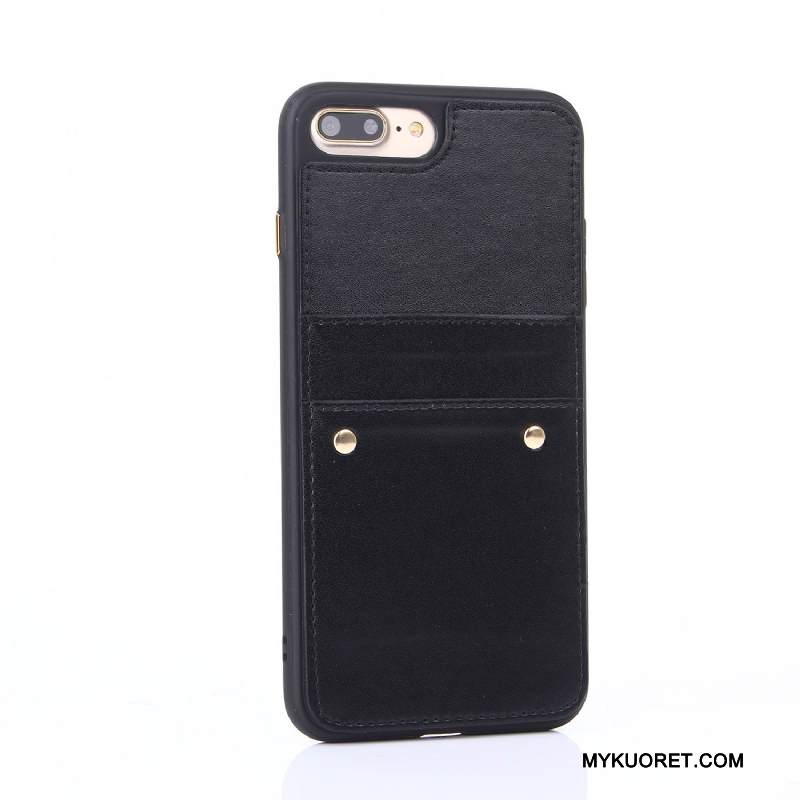 Kuori iPhone 8 Plus Nahka Kortti Persoonallisuus, Kotelo iPhone 8 Plus Laukut Tummansininen Puhelimen Kuoret