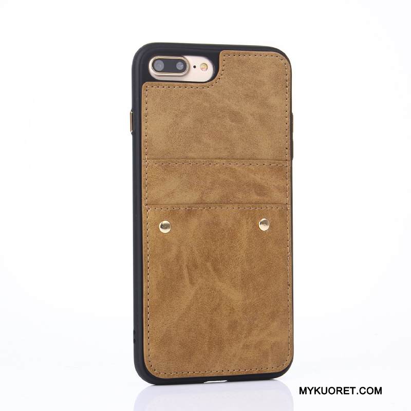 Kuori iPhone 8 Plus Nahka Kortti Persoonallisuus, Kotelo iPhone 8 Plus Laukut Tummansininen Puhelimen Kuoret