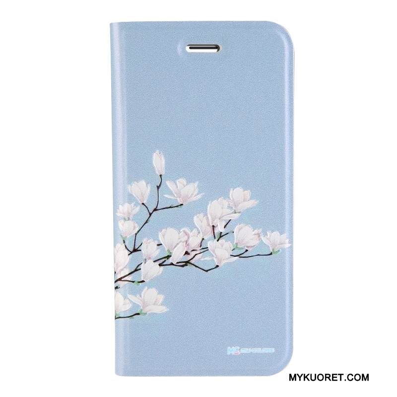 Kuori iPhone 8 Plus Nahka Murtumaton Sininen, Kotelo iPhone 8 Plus Kohokuviointi Puhelimen Kuoret Ulotteinen