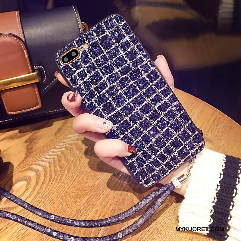 Kuori iPhone 8 Plus Pehmeä Neste Jauhe Puhelimen Kuoret, Kotelo iPhone 8 Plus Suojaus Ripustettavat Koristeet Net Red