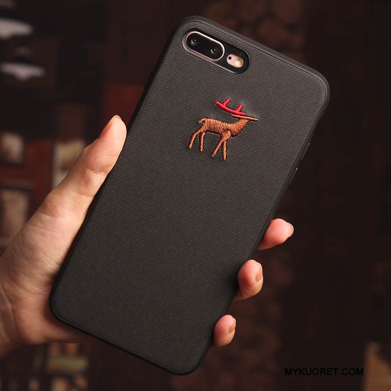 Kuori iPhone 8 Plus Silikoni Kirjonta Persoonallisuus, Kotelo iPhone 8 Plus Suojaus Liukastella Sininen