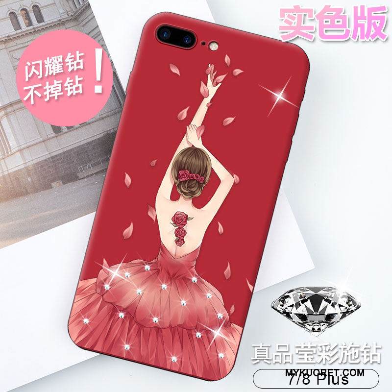 Kuori iPhone 8 Plus Strassi Pinkki Läpinäkyvä, Kotelo iPhone 8 Plus Silikoni Puhelimen Kuoret Murtumaton