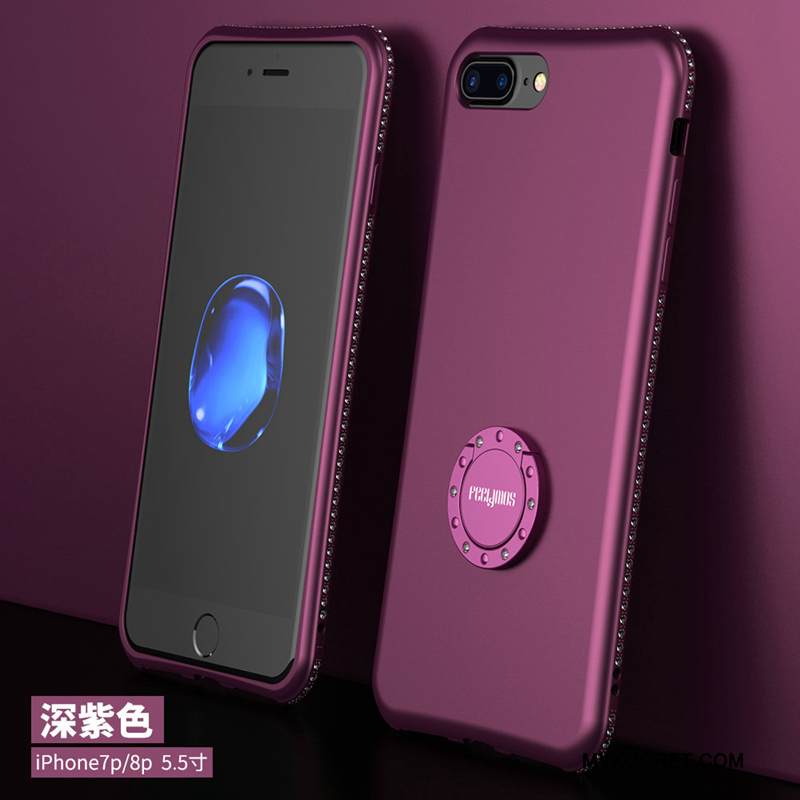 Kuori iPhone 8 Plus Tuki Pesty Suede Puhelimen Kuoret, Kotelo iPhone 8 Plus Strassi Murtumaton Punainen
