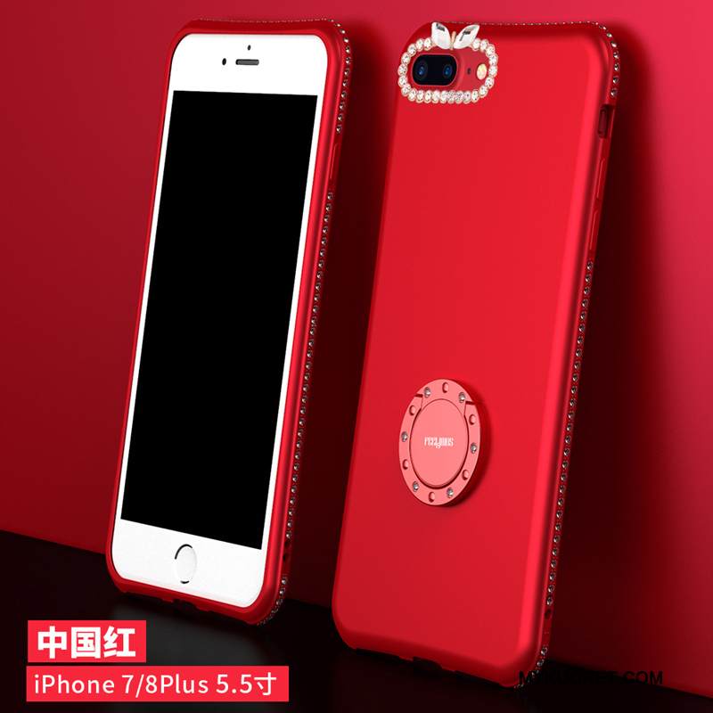 Kuori iPhone 8 Plus Tuki Pesty Suede Puhelimen Kuoret, Kotelo iPhone 8 Plus Strassi Murtumaton Punainen