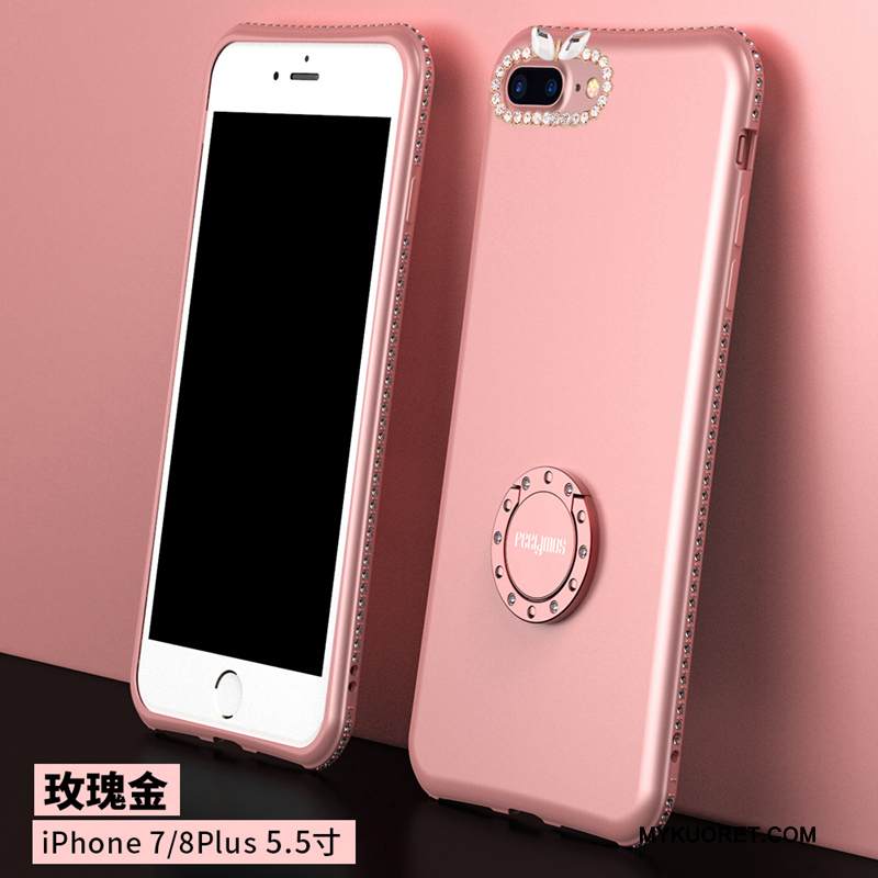 Kuori iPhone 8 Plus Tuki Pesty Suede Puhelimen Kuoret, Kotelo iPhone 8 Plus Strassi Murtumaton Punainen