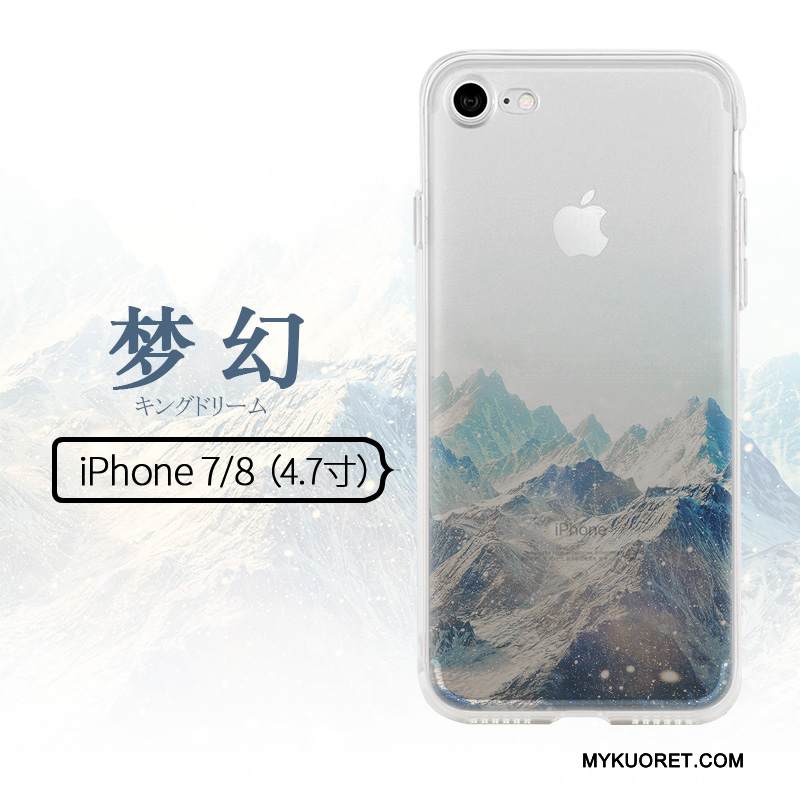 Kuori iPhone 8 Silikoni Jauhe Trendi, Kotelo iPhone 8 Pehmeä Neste Läpinäkyvä Ripustettavat Koristeet