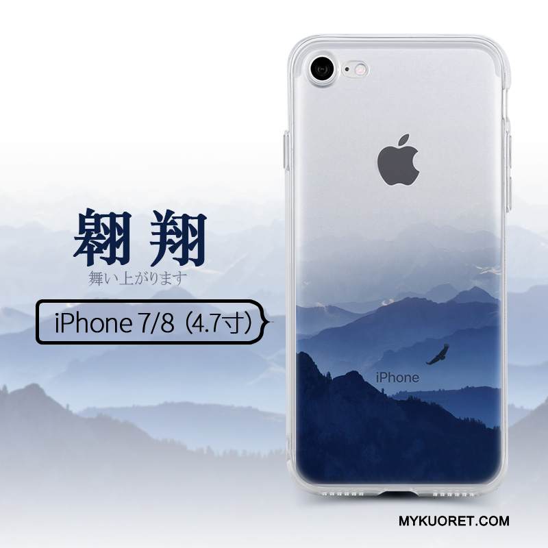 Kuori iPhone 8 Silikoni Jauhe Trendi, Kotelo iPhone 8 Pehmeä Neste Läpinäkyvä Ripustettavat Koristeet