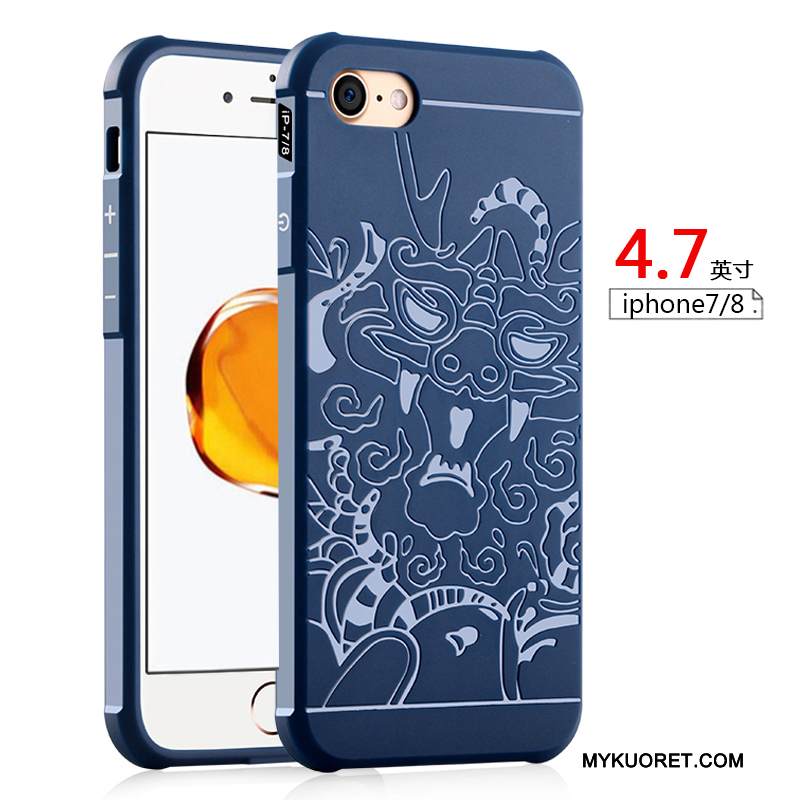 Kuori iPhone 8 Silikoni Puhelimen Kuoret Musta, Kotelo iPhone 8 Laukut Murtumaton Trendi