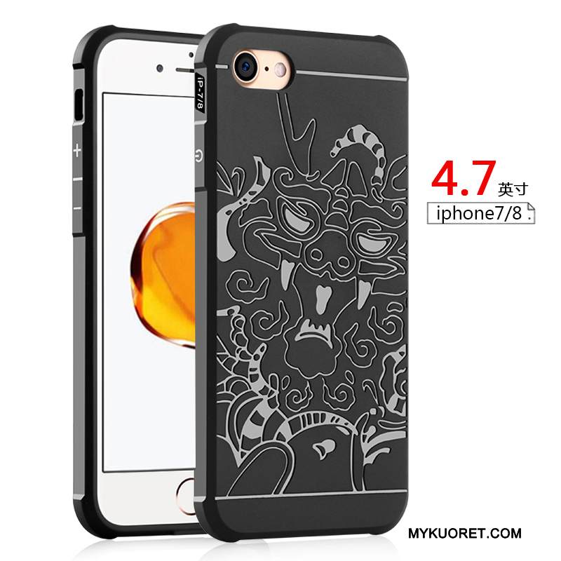 Kuori iPhone 8 Silikoni Puhelimen Kuoret Musta, Kotelo iPhone 8 Laukut Murtumaton Trendi