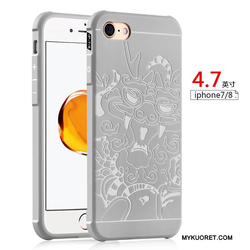 Kuori iPhone 8 Silikoni Puhelimen Kuoret Musta, Kotelo iPhone 8 Laukut Murtumaton Trendi