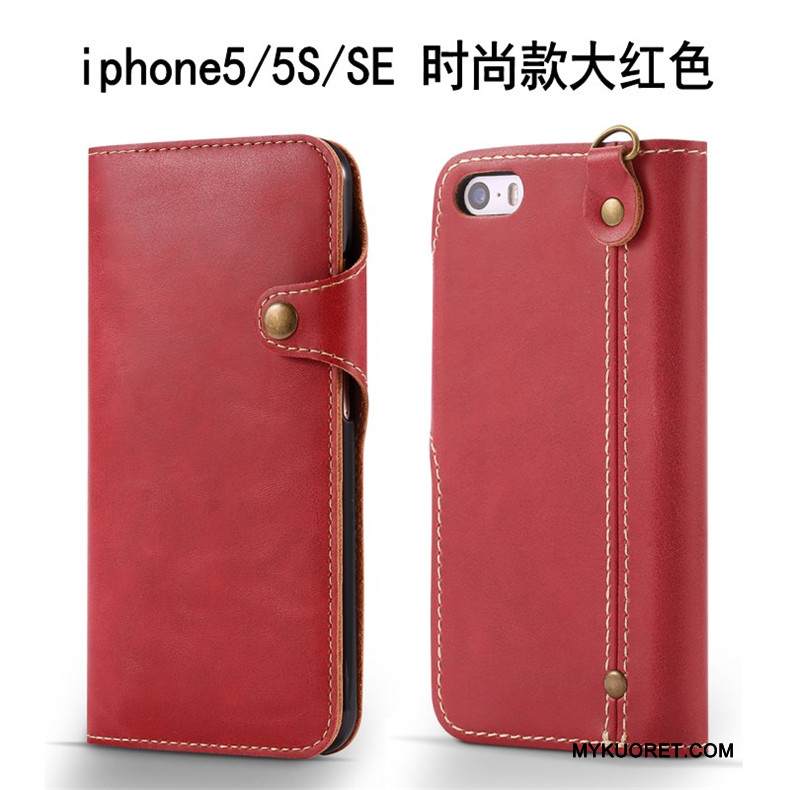 Kuori iPhone Se Kuoret Puhelimen Kuoret Ripustettavat Koristeet, Kotelo iPhone Se Nahka Viini Punainen Trendi