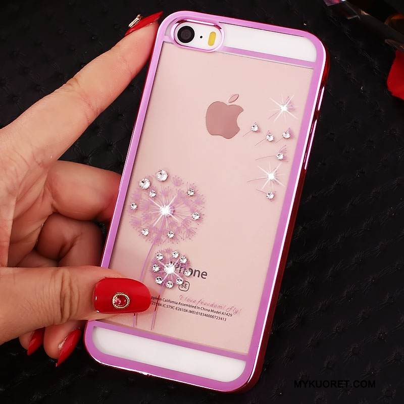 Kuori iPhone Se Strassi Puhelimen Kuoret Läpinäkyvä, Kotelo iPhone Se Rhinestone Inlay Kulta