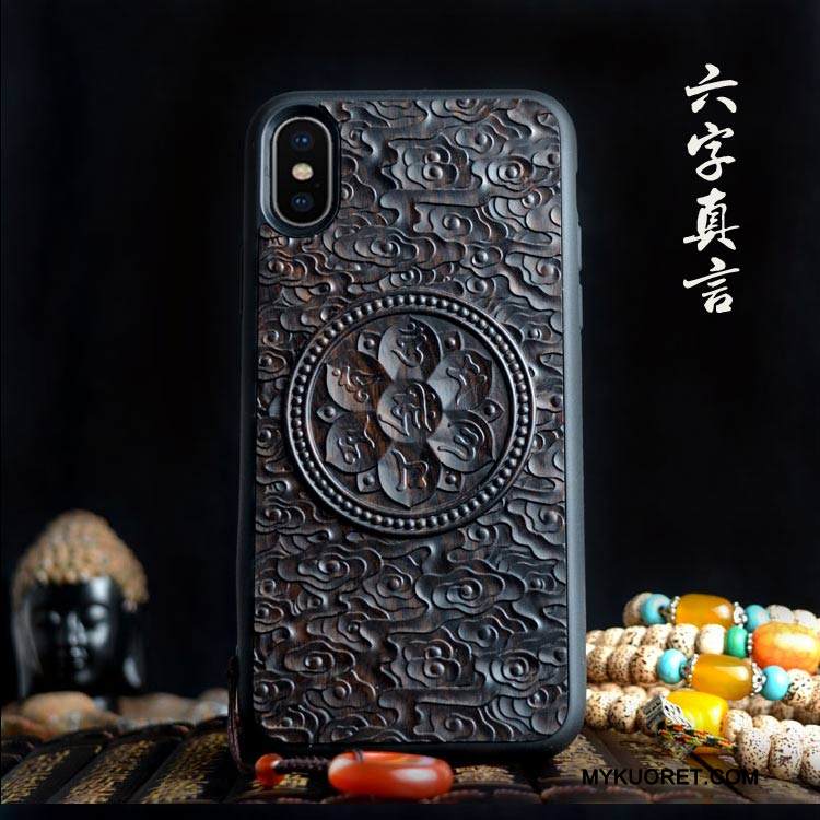 Kuori iPhone X Kohokuviointi Musta Persoonallisuus, Kotelo iPhone X Suojaus Puhelimen Kuoret Tuuli