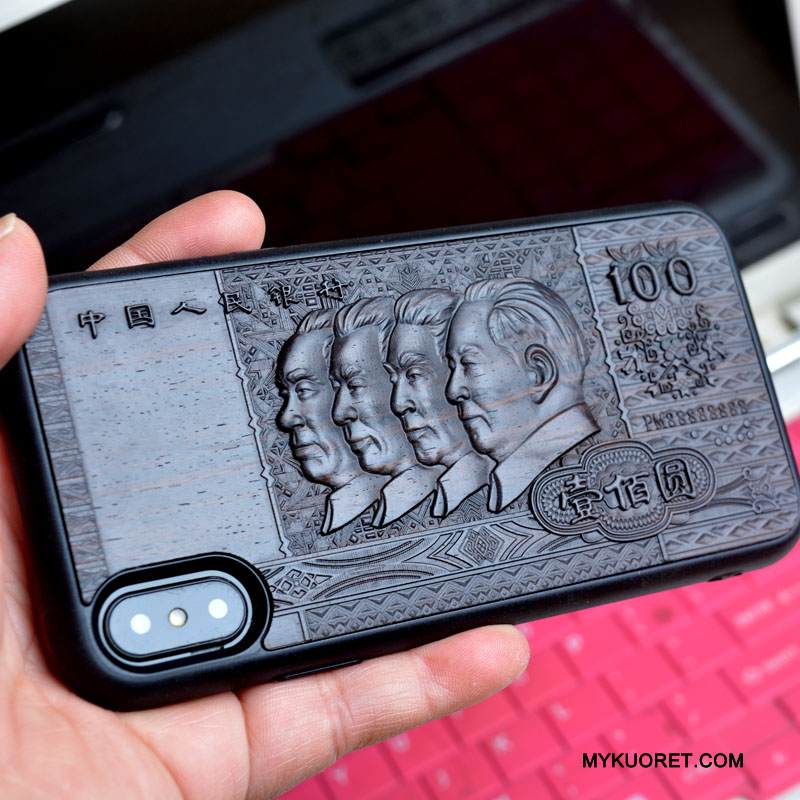 Kuori iPhone X Kohokuviointi Musta Persoonallisuus, Kotelo iPhone X Suojaus Puhelimen Kuoret Tuuli