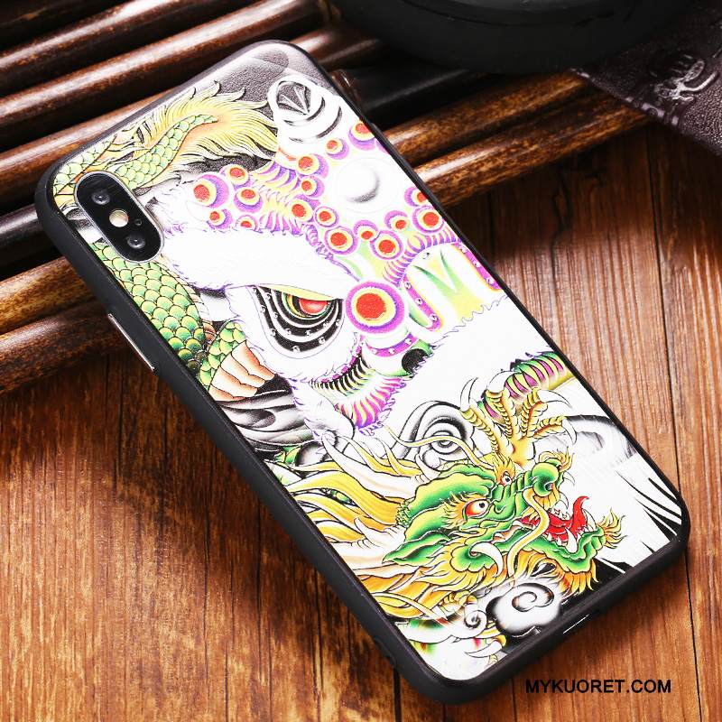 Kuori iPhone X Kohokuviointi Sininen Tide-brändi, Kotelo iPhone X Pehmeä Neste Puhelimen Kuoret