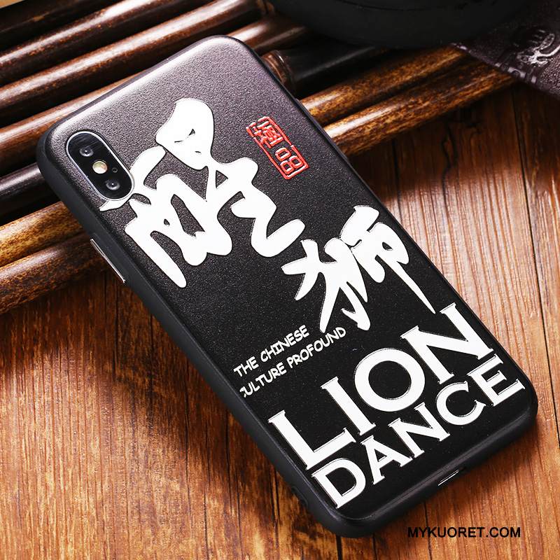 Kuori iPhone X Kohokuviointi Sininen Tide-brändi, Kotelo iPhone X Pehmeä Neste Puhelimen Kuoret