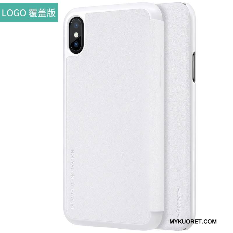 Kuori iPhone X Kuoret Murtumaton Kulta, Kotelo iPhone X Nahka Punainen Puhelimen Kuoret