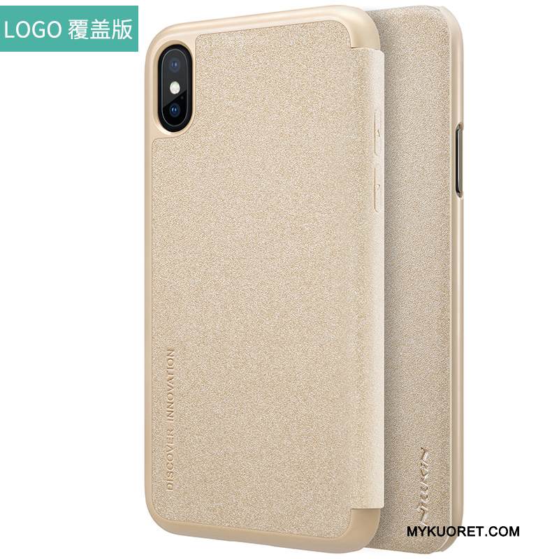 Kuori iPhone X Kuoret Murtumaton Kulta, Kotelo iPhone X Nahka Punainen Puhelimen Kuoret