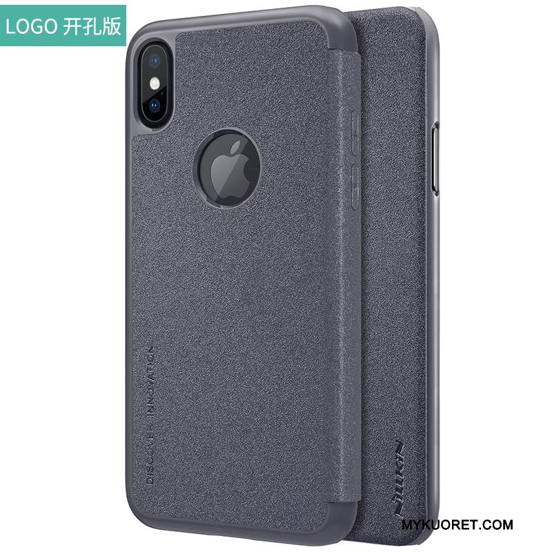 Kuori iPhone X Kuoret Murtumaton Kulta, Kotelo iPhone X Nahka Punainen Puhelimen Kuoret