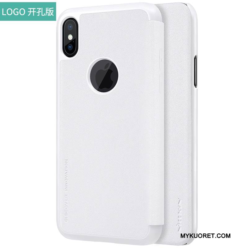 Kuori iPhone X Kuoret Murtumaton Kulta, Kotelo iPhone X Nahka Punainen Puhelimen Kuoret