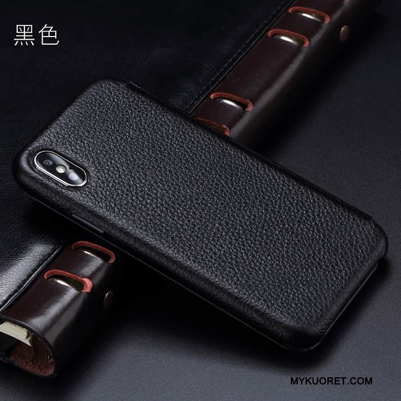Kuori iPhone X Kuoret Musta Horrostila, Kotelo iPhone X Nahka Puhelimen Kuoret Liiketoiminta