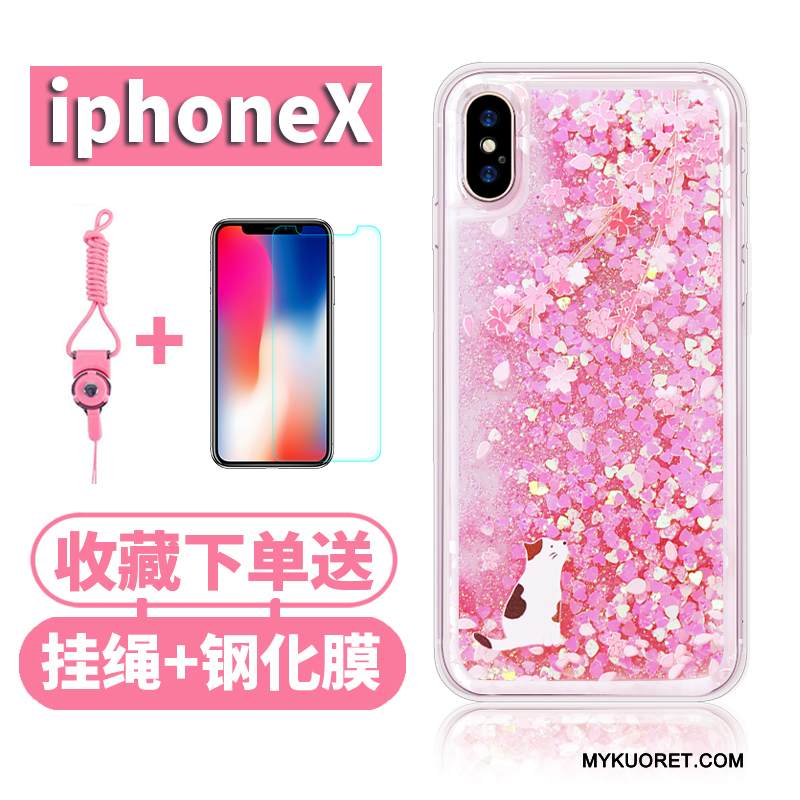 Kuori iPhone X Laukut Jauhe Juoksuhiekka, Kotelo iPhone X Silikoni Uusi Musta