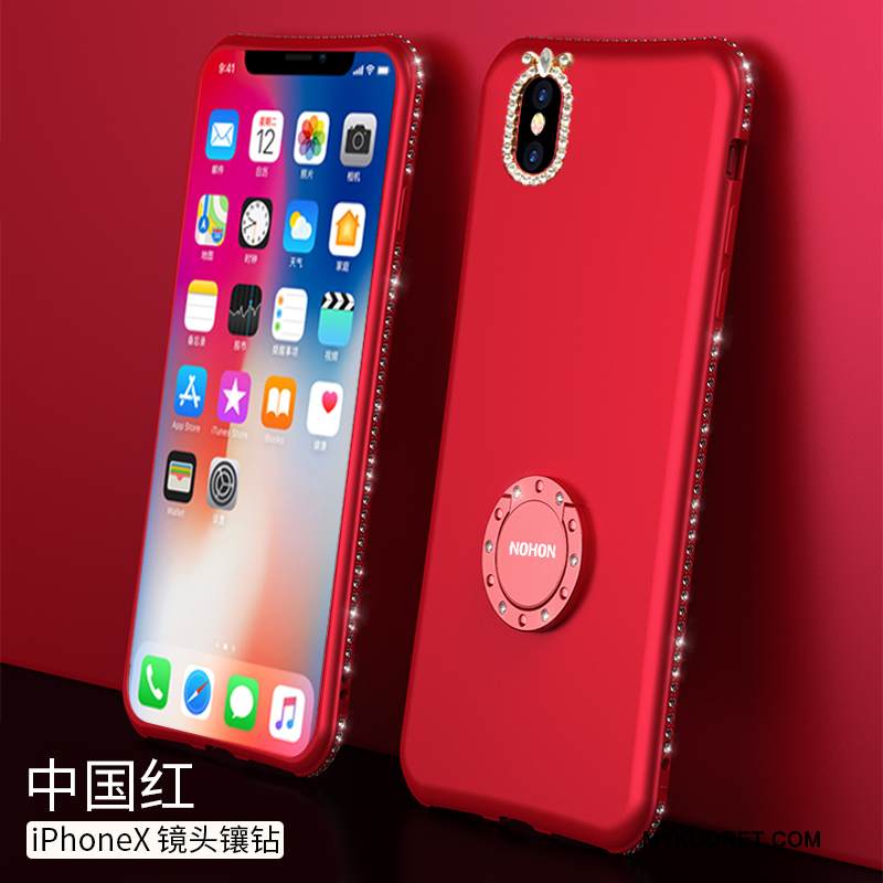 Kuori iPhone X Laukut Jauhe Punainen, Kotelo iPhone X Pehmeä Neste Trendi Ohut