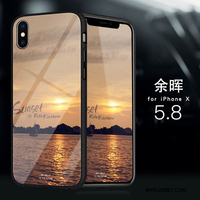 Kuori iPhone X Laukut Keltainen Lasi, Kotelo iPhone X Silikoni Ohut Murtumaton