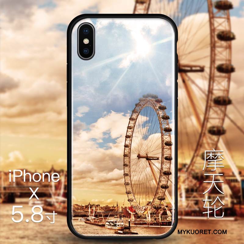 Kuori iPhone X Laukut Keltainen Lasi, Kotelo iPhone X Silikoni Ohut Murtumaton