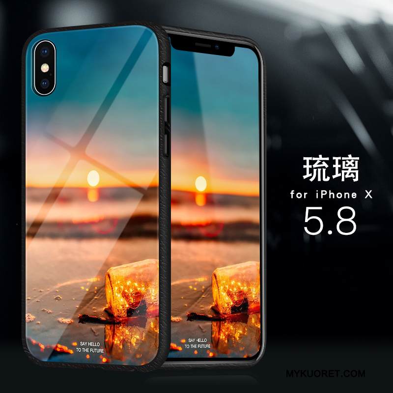 Kuori iPhone X Laukut Keltainen Lasi, Kotelo iPhone X Silikoni Ohut Murtumaton