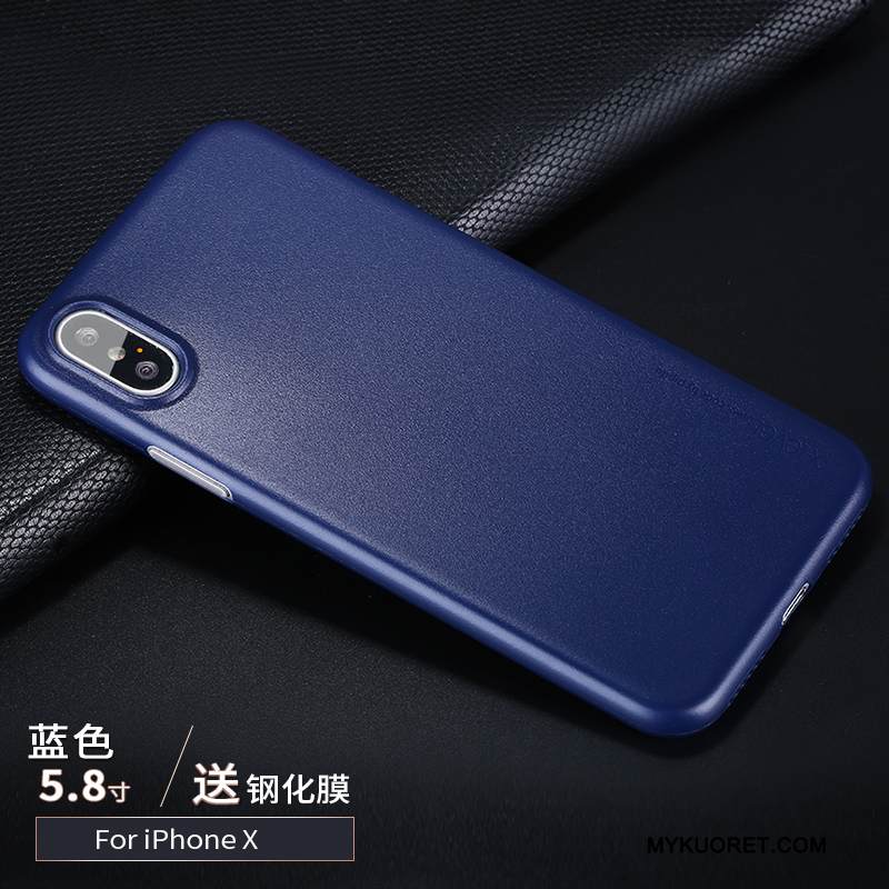 Kuori iPhone X Laukut Pesty Suede Trendi, Kotelo iPhone X Suojaus Sininen Murtumaton